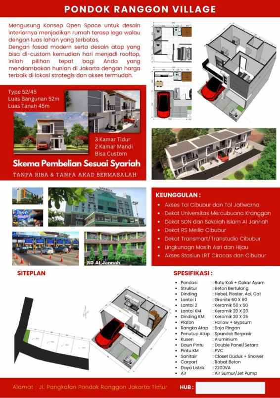 dijual rumah pondok ranggon jakarta timur