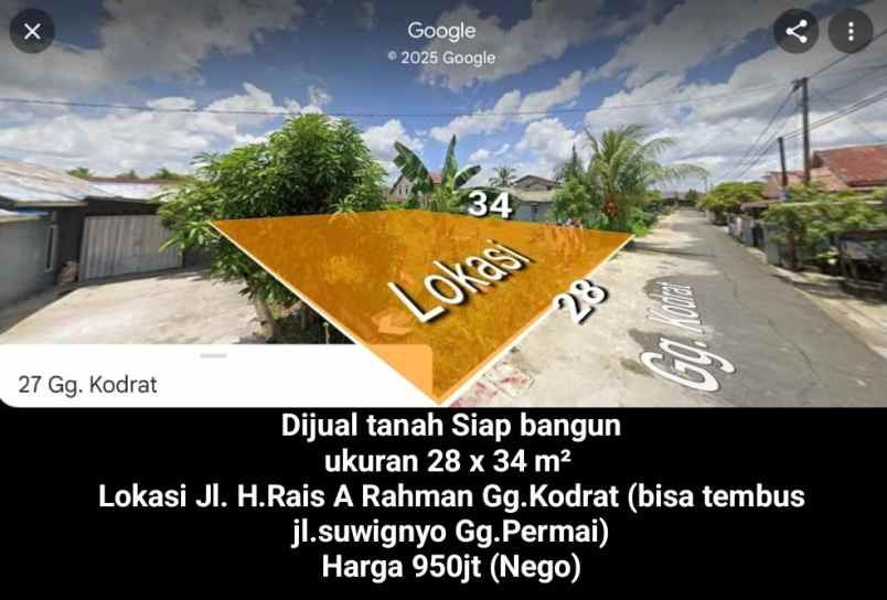 dijual tanah gang kodrat