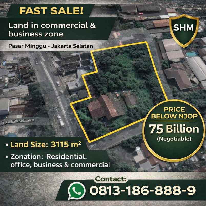 dijual tanah jl raya pasar minggu