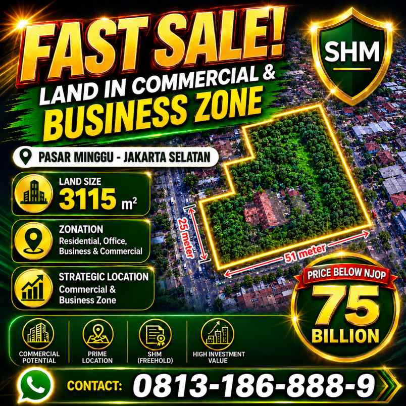 dijual tanah jl raya pasar minggu