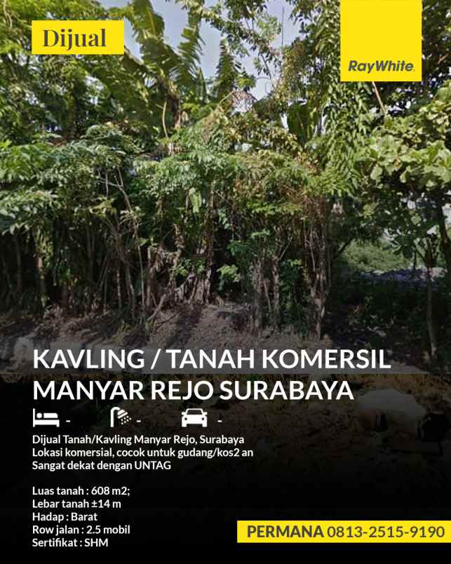 dijual tanah kavling manyar rejo surabaya