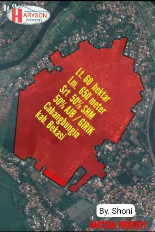 dijual tanah perum 60 hektar bekasi