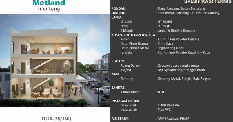 disewakan ruko gudang kantor ruko conifera metland menteng