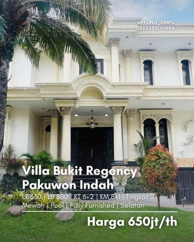 disewakan rumah villa bukit regency