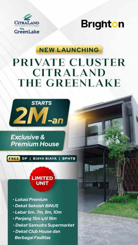 hunian nyaman dan asri di citraland greenlake surabaya