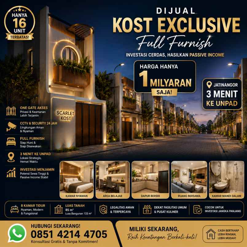 miliki kos eksklusif 3 menit itb full furnish
