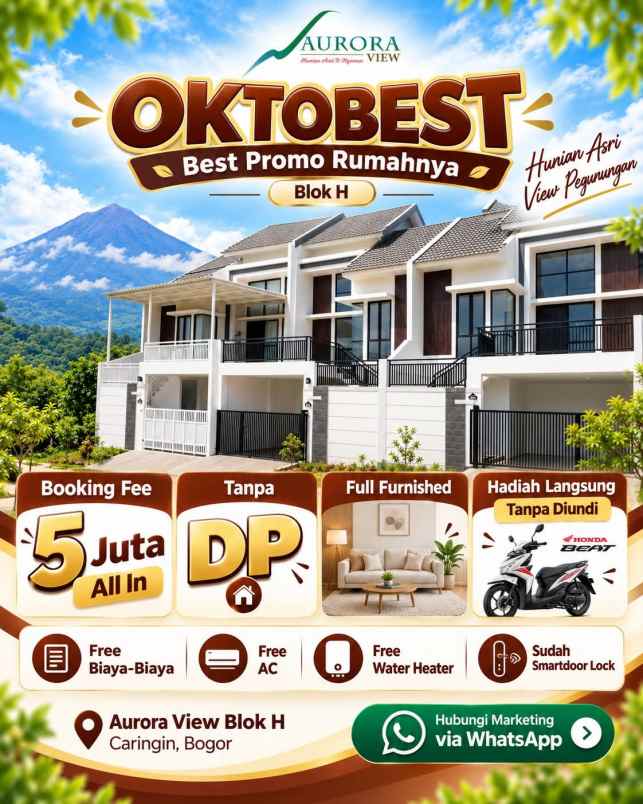 rumah full furnish view gunung salak