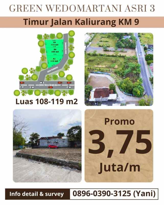 tanah dekat tengkleng gajah timur jalan kaliurang km 9