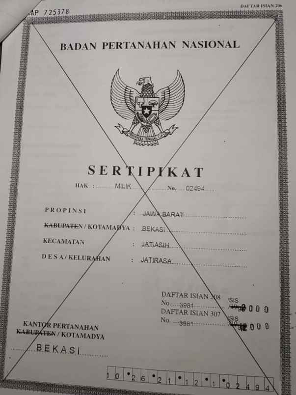 tanah jl benda jatirasa jatiasih