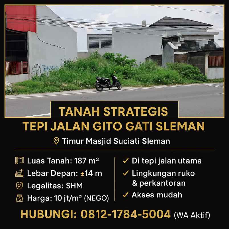 tanah pekarangan tepi jalan gito gati sleman