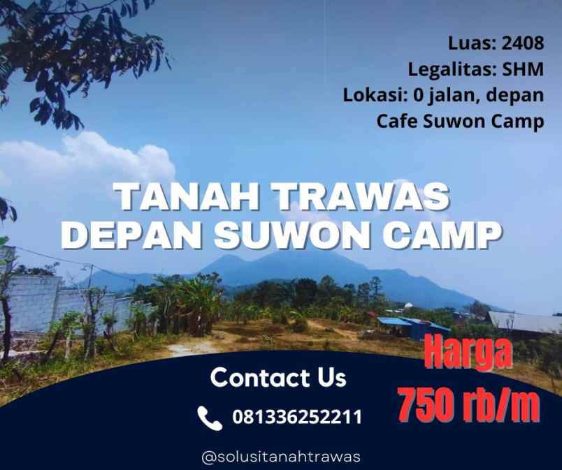 tanah pekarangan trawas depan caf suwon camp