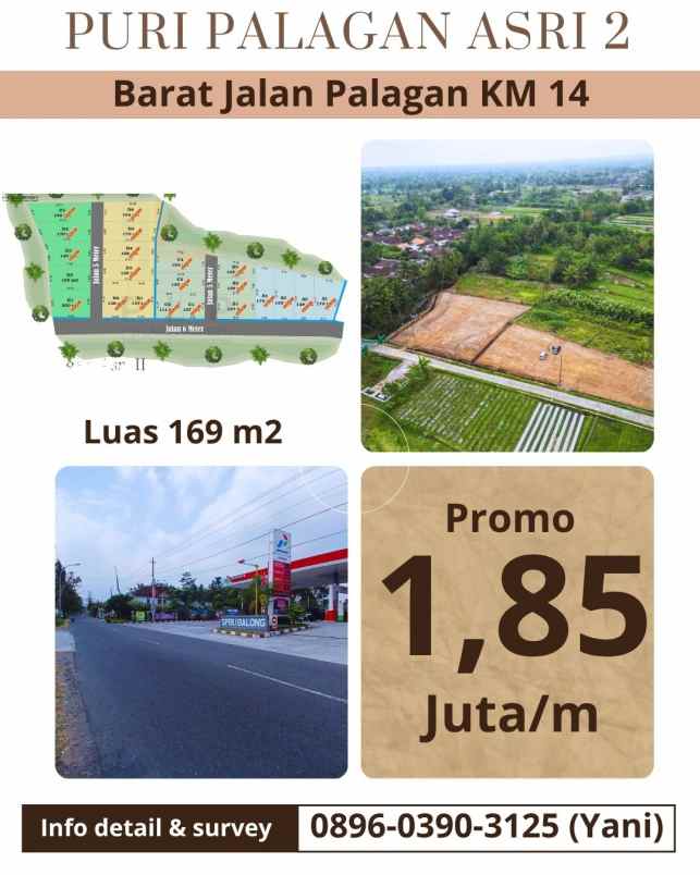 tanah view sawah di barat jalan palagan km 14