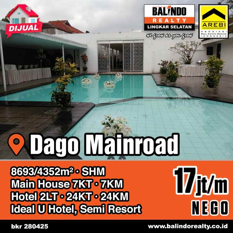 dijual hotel mainroad dago