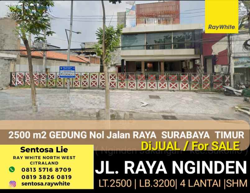 dijual ruko gudang kantor jalan raya nginden