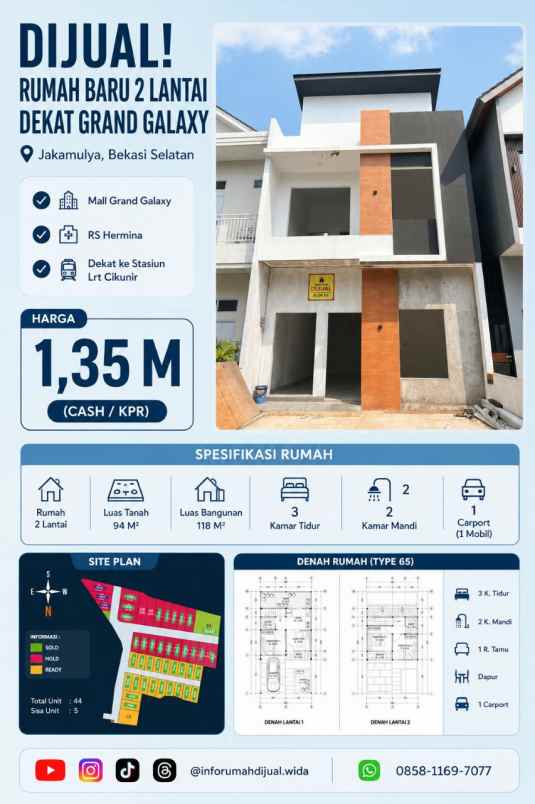 dijual rumah 2 lantai dekat grand galaxy bekasi