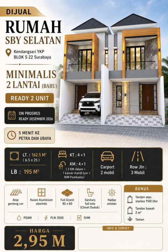 dijual rumah jalan tenggilis barat