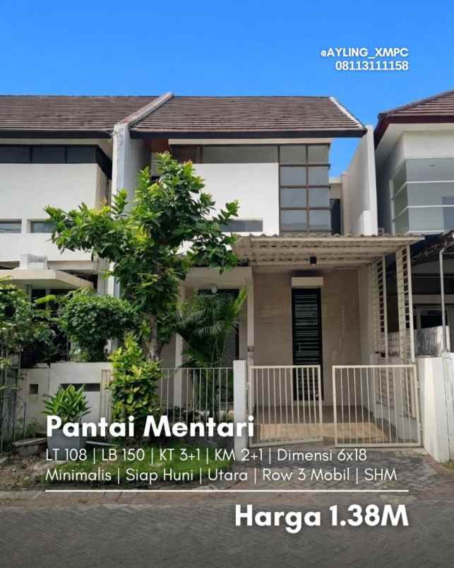 dijual rumah pantai mentari