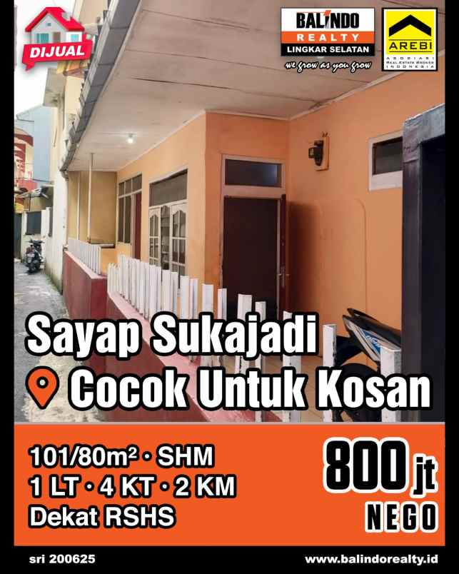 dijual rumah sayap sukajadi