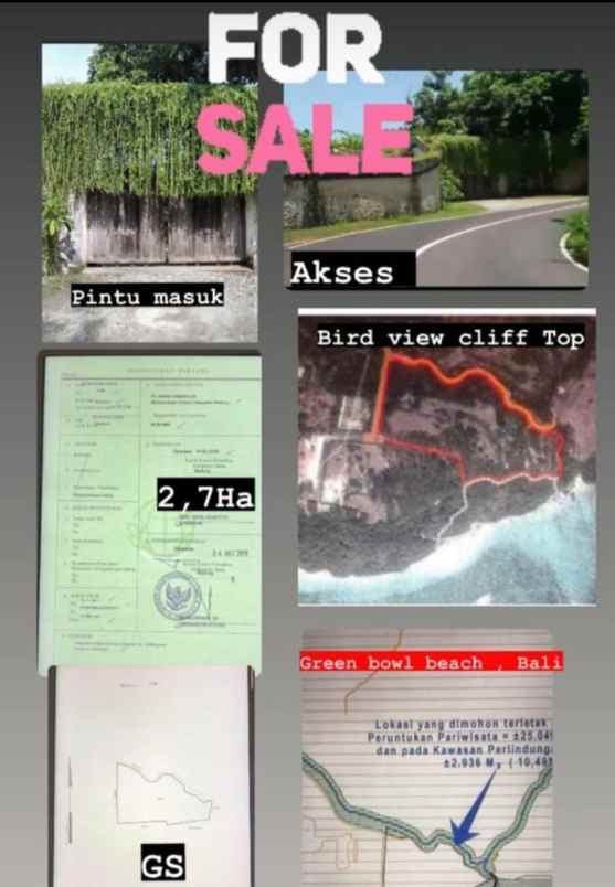 dijual tanah di green bowl beach bali