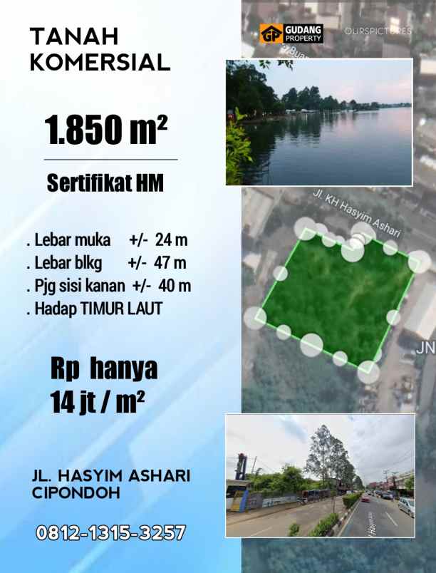 dijual tanah jl hasyim asy ari cipondoh