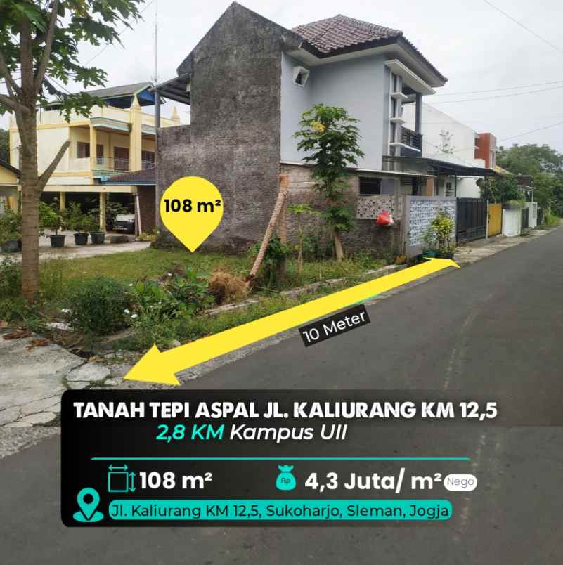 dijual tanah jl kaliurang km 12 5