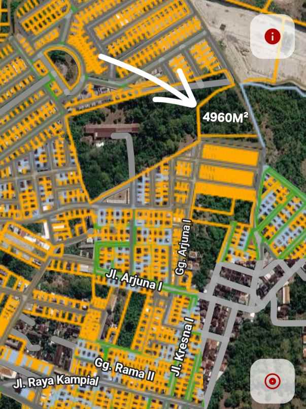 dijual tanah jl raya kampial