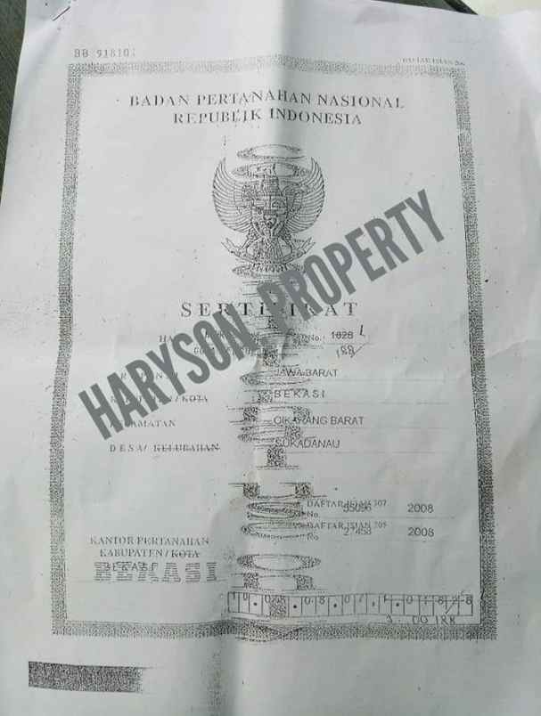 dijual tanahb2 8 hektar cikarang barat