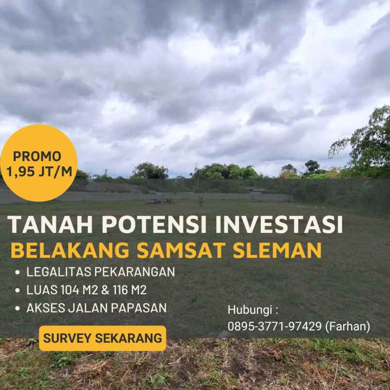 tanah potensi investasi belakang samsat sleman