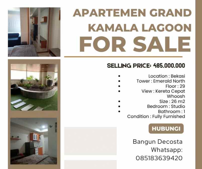 dijual apartemen grand kamala lagoon