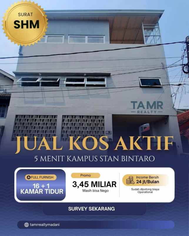 dijual kost jurang manggu timur kota