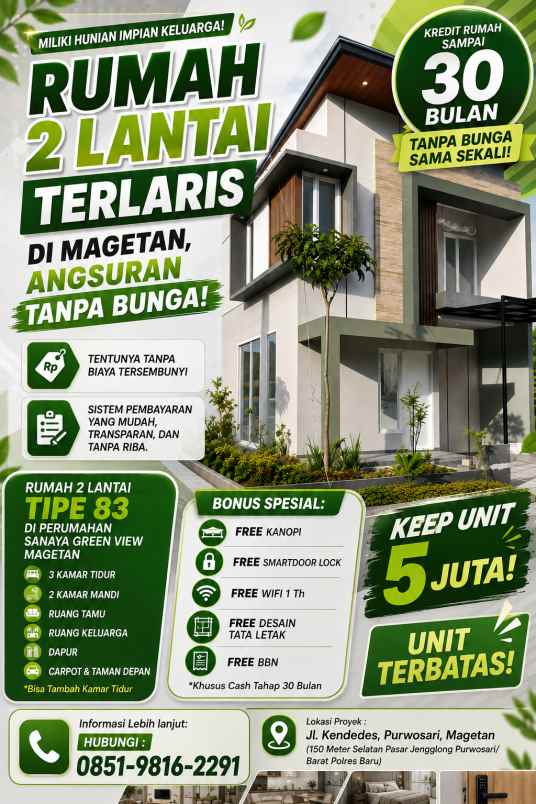 dijual rumah jl kendedes purwosari
