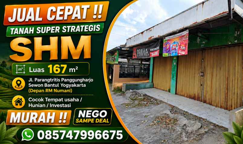 dijual tanah jalan parangtritis