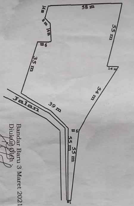 dijual tanah jl jamin ginting bandar