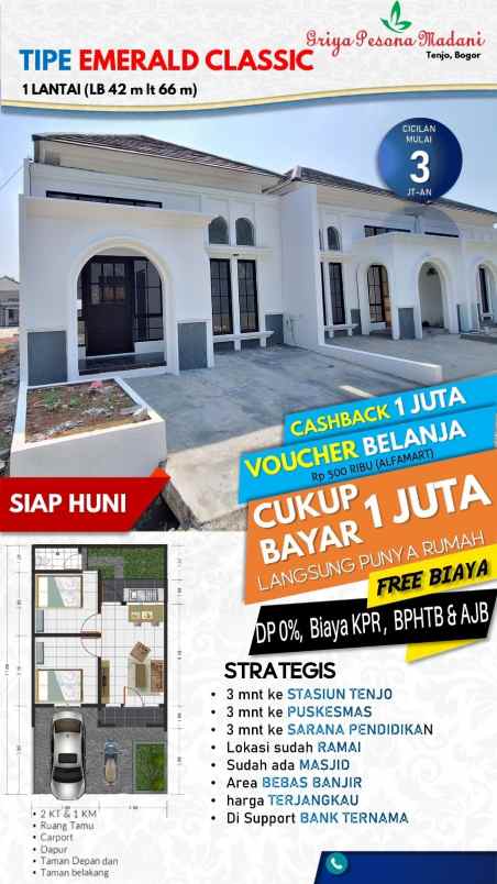 rumah siap huni 3 menit ke stasiun tenjo