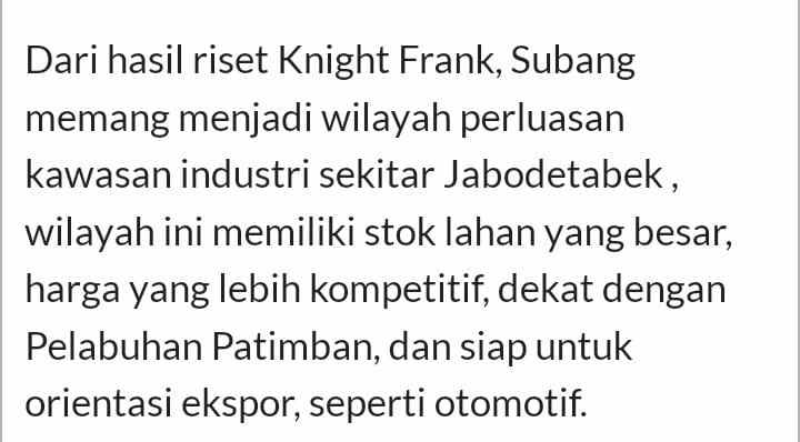 tanah di subang dekat ke panimbang port