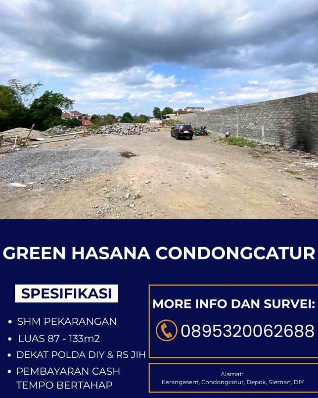 tanah murah di condongcatur 3 jutaan meter