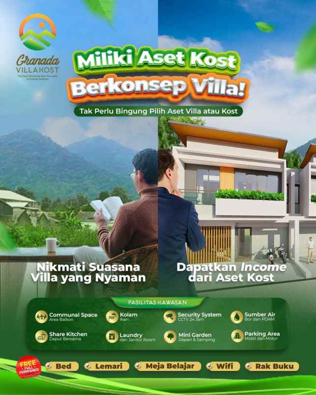 villa kost strategis dekat kampus