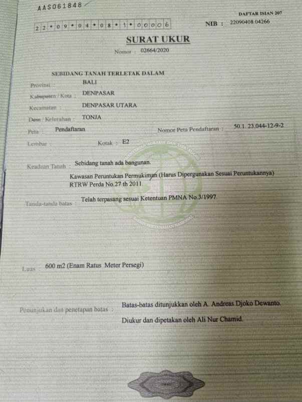 dijual 6 75 are jl ratna tonja denpasar utara