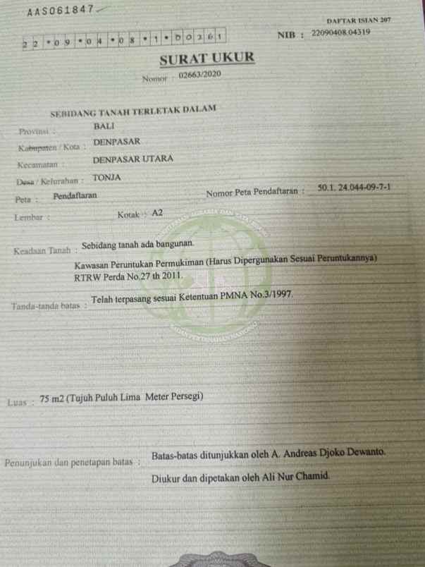 dijual 6 75 are jl ratna tonja denpasar utara