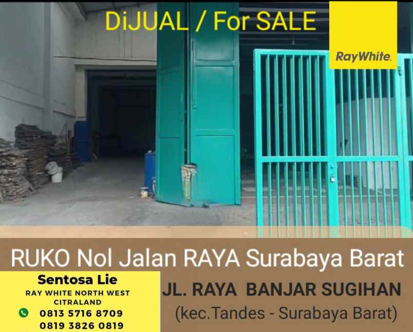 dijual ruko gudang kantor jalan raya banjar sugihan