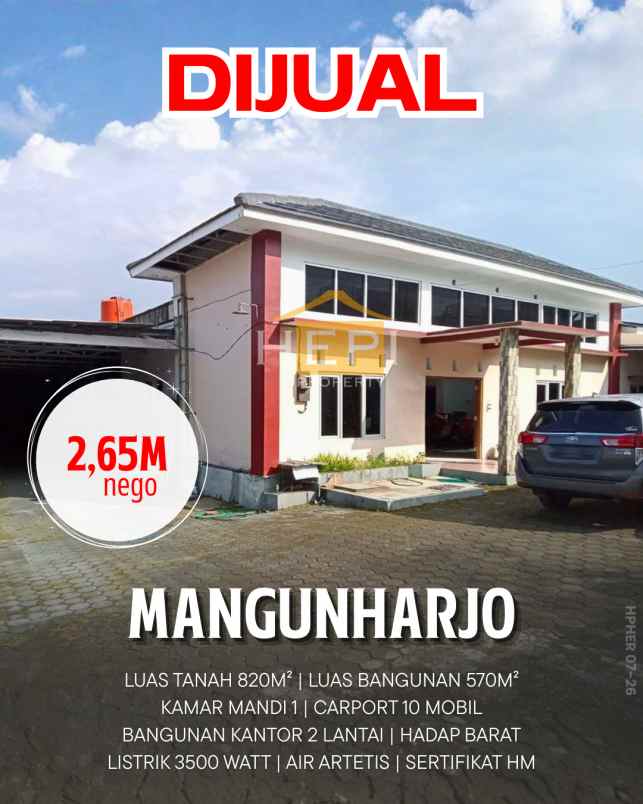 dijual ruko gudang kantor mangunharjo