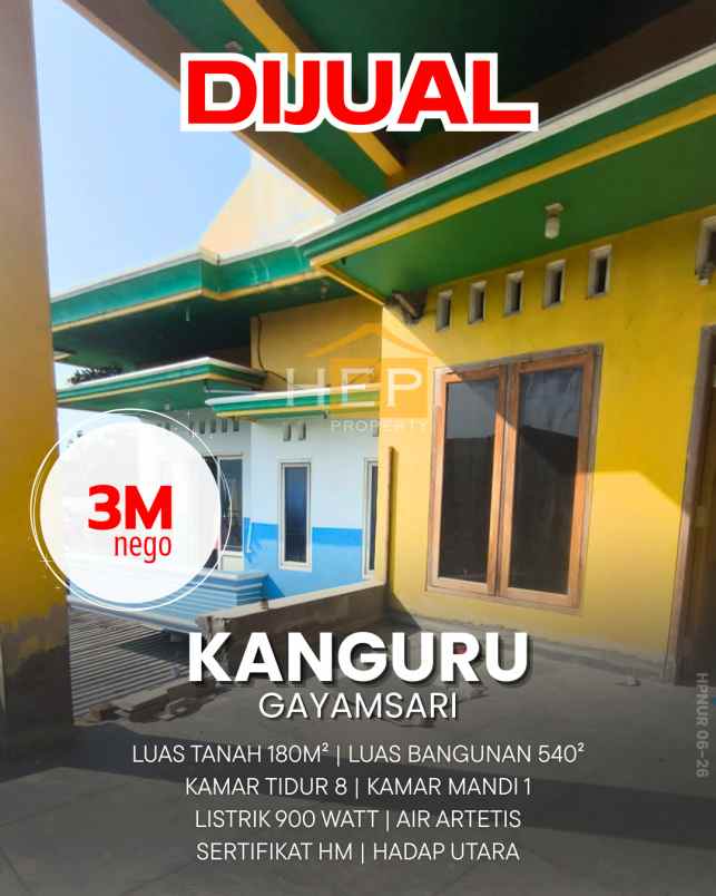 dijual rumah di kanguru gayamsari semarang