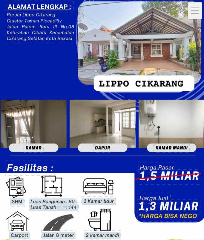 dijual rumah murah lippo cikarang kab bekasi