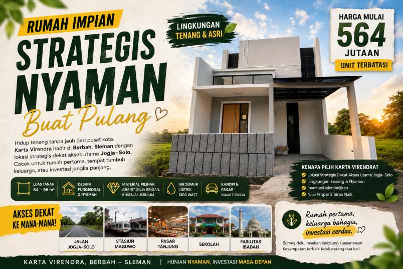 dijual rumah perumahan virendra berbah