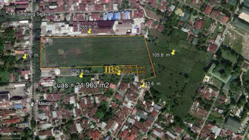 dijual tanah jalan jamin ginting dekat