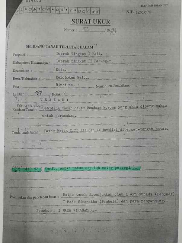 dijual tanah jl gunung tangkuban perahu