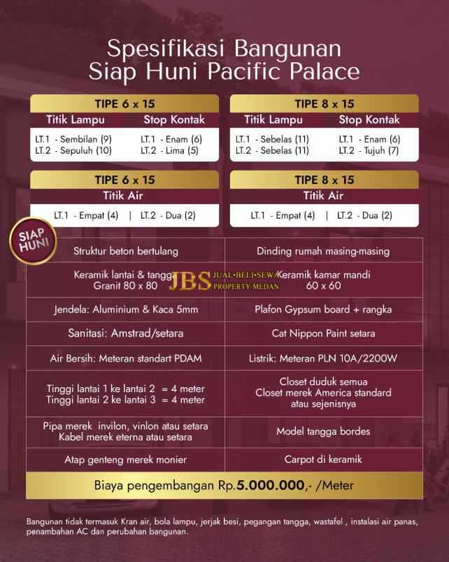 dijual villa pacific palace jalan besar