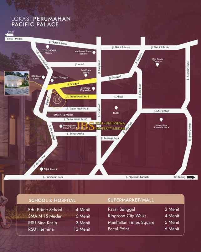 dijual villa pacific palace jalan besar