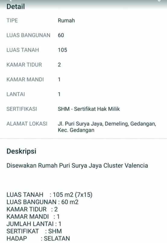 disewakan psj valencia residence