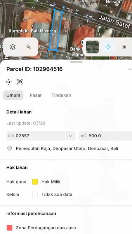 disewakan tanah jl gatot subroto barat